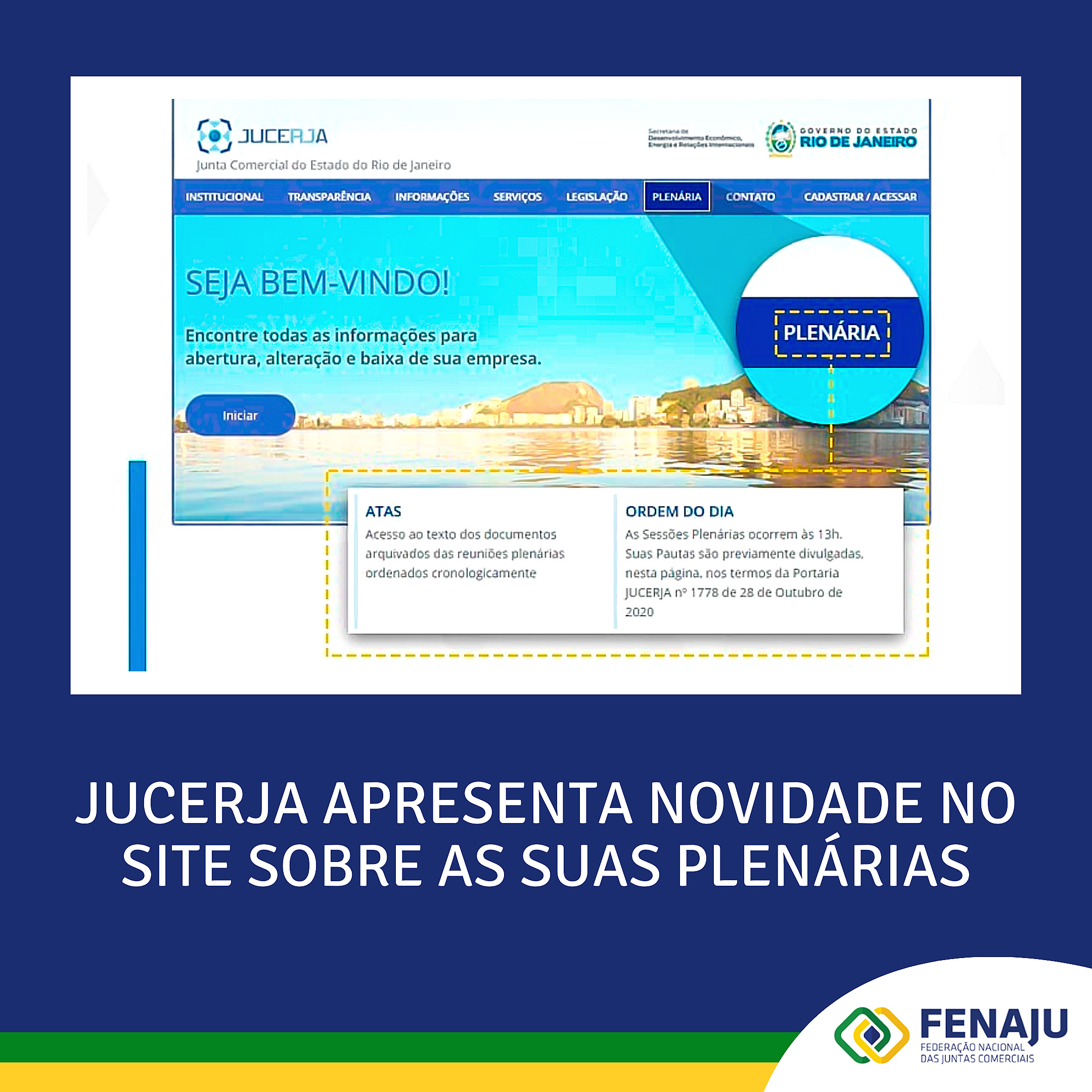 JUCERJA apresenta novidade no site sobre as suas plenárias